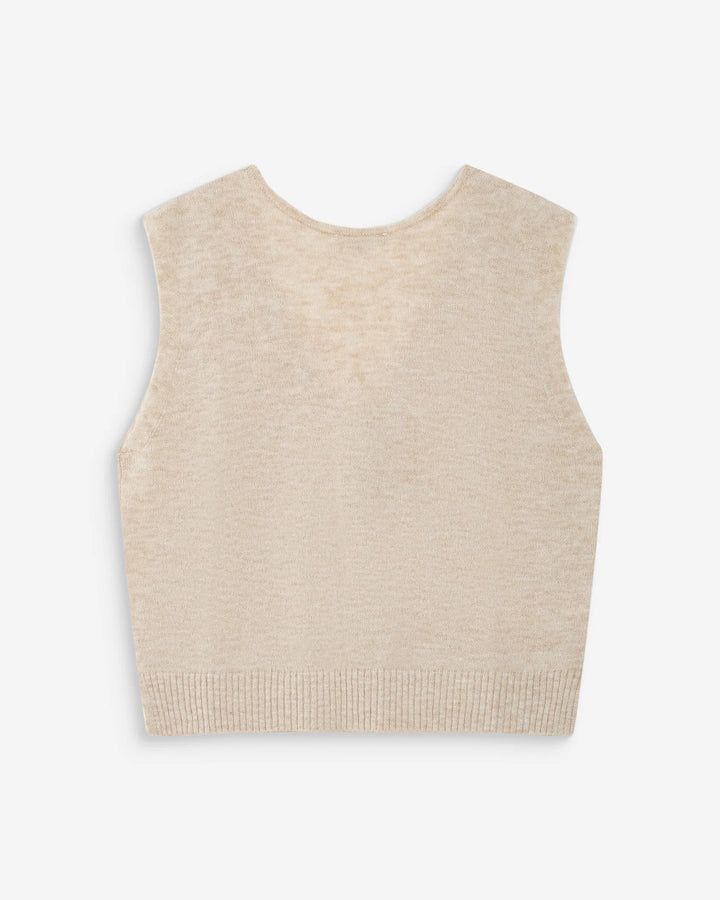 Grace & Mila Nars Sleeveless Buttoned Cardigan- Sand