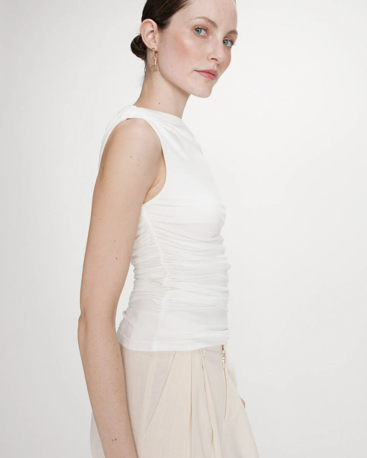 Grace & Mila Valley Draped Sleeveless Top - Ivory