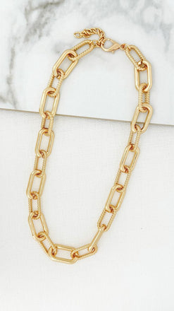 Envy Gold Textured Link Necklace