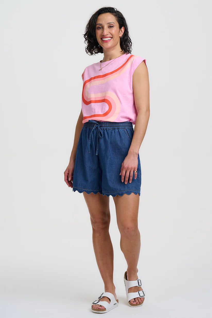 Sugarhill Brighton Chrissy Relaxed Tank T-Shirt- Pink Geo