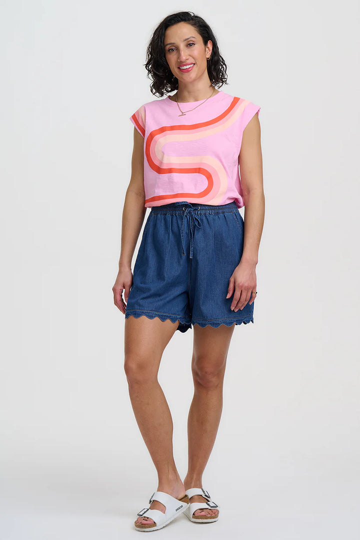 Sugarhill Brighton Chrissy Relaxed Tank T-Shirt- Pink Geo