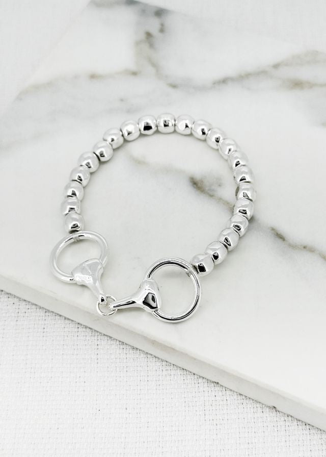 Envy Silver Beaded Bracelet with Signature Clasp