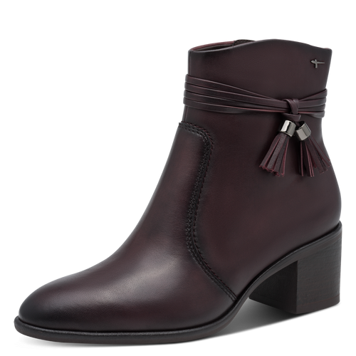 Tamaris Heeled Tassel Boot - Merlot