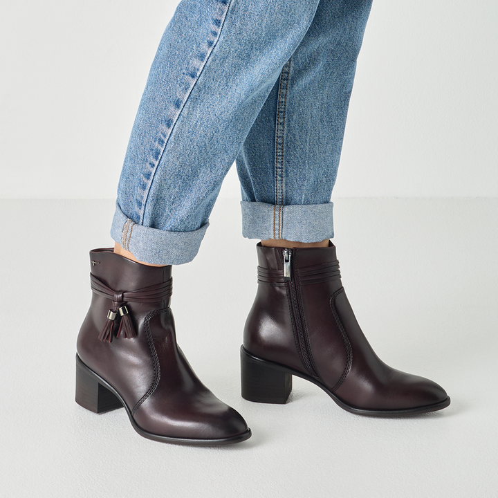 Tamaris Heeled Tassel Boot - Merlot