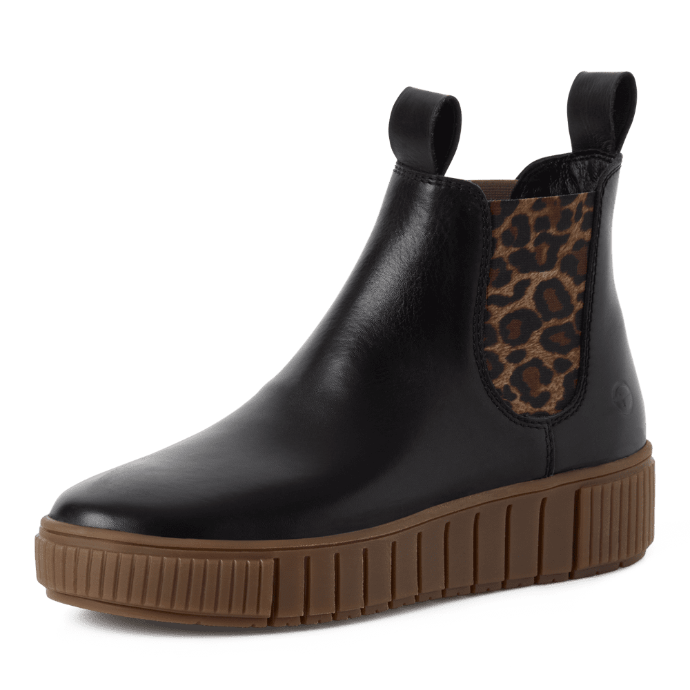 Tamaris Black Leopard Print Boots