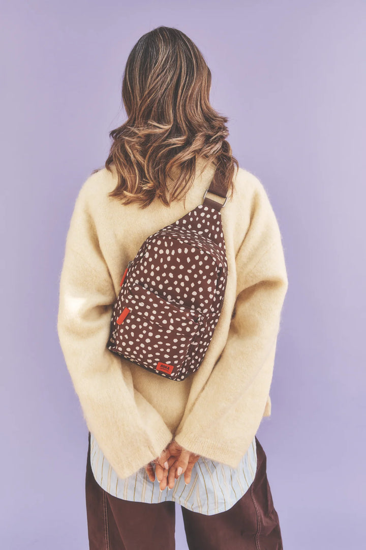 Roka London Willesden Brown Dot Large Sling Bag