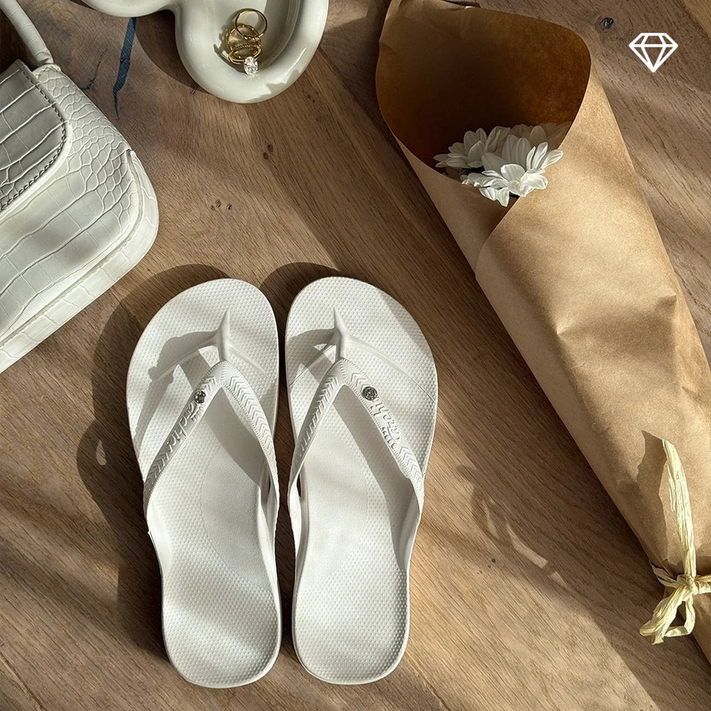 Archies Arch Support Flip Flops- Crystal White