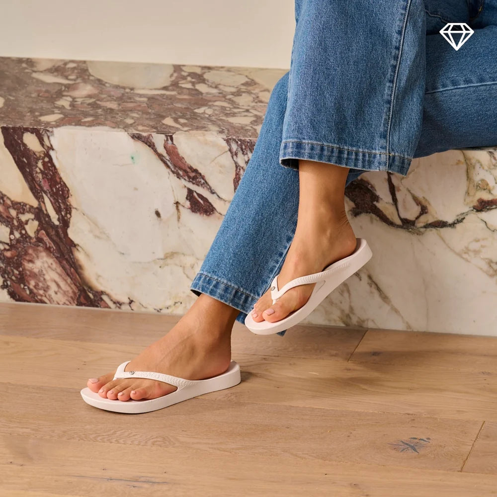 Archies Arch Support Flip Flops- Crystal White