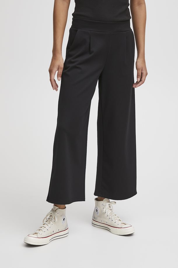 Ichi IHKate Sus Wide leg Cropped Pants-Black