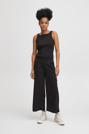 Ichi IHKate Sus Wide leg Cropped Pants-Black