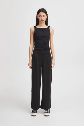 Ichi Kate Wide Leg Trouser- Black