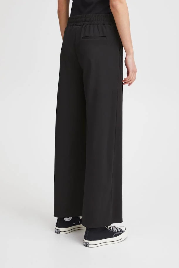 Ichi Kate Wide Leg Trouser- Long Black