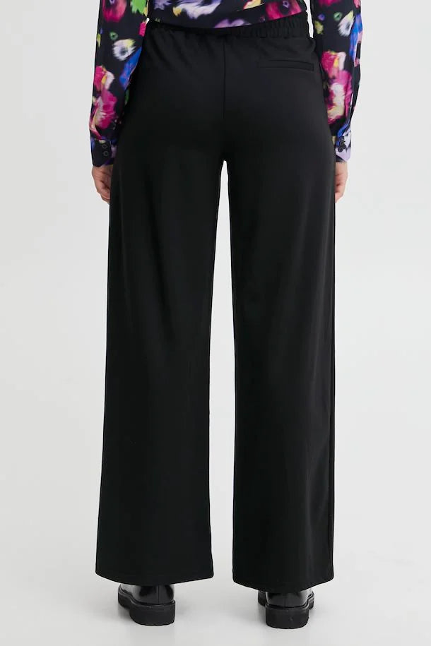 Ichi Kate Wide Leg Trouser- Black