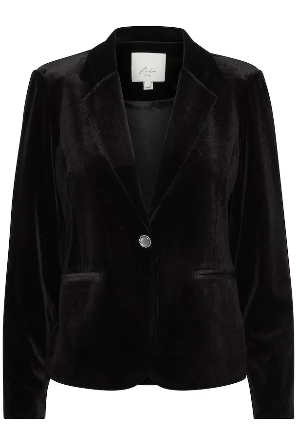 Ichi Velvetty Blazer- Black