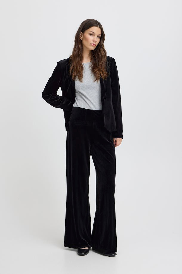 Ichi Velvetty Trousers- Black