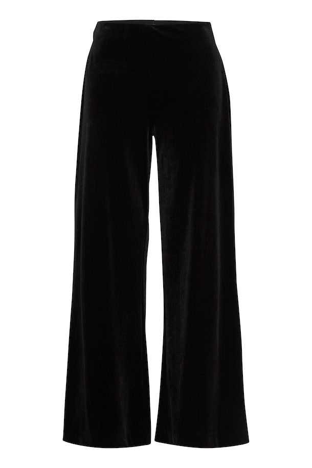 Ichi Velvetty Trousers- Black