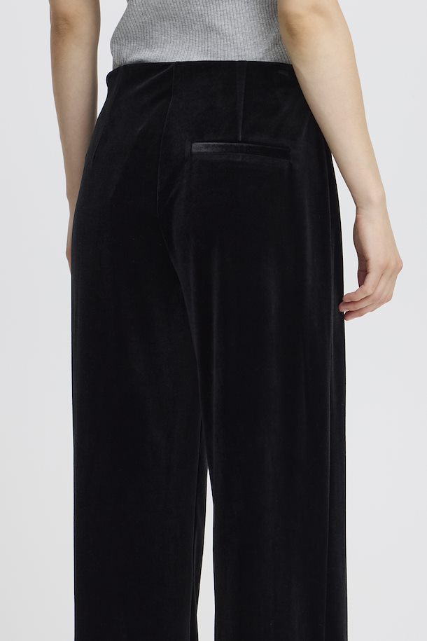 Ichi Velvetty Trousers- Black