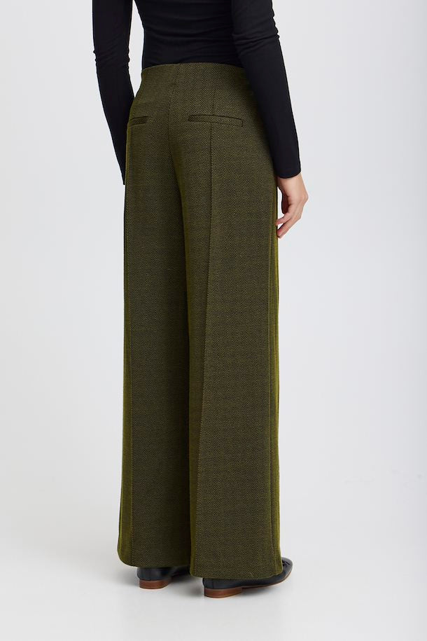 Ichi IHKate Jacquard Pants- black/Lizard Herringbone