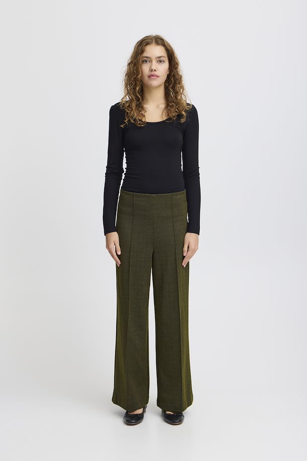 Ichi IHKate Jacquard Pants- black/Lizard Herringbone