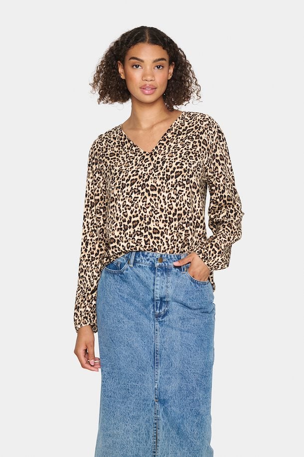 Saint Tropez GazelSZ Blouse- Black Reg Leopard