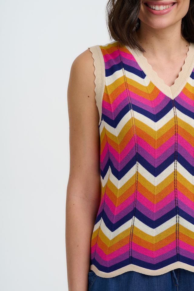 Sugarhill Brighton Rosy Knit Vest-Multi Sunset Chevron
