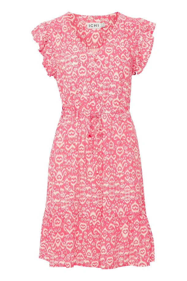 Ichi Vera Dress - Calypso Coral Ikat Aop