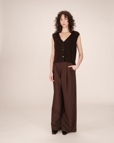 Grace & Mila Santa Sleeveless Cardigan - Chocolat