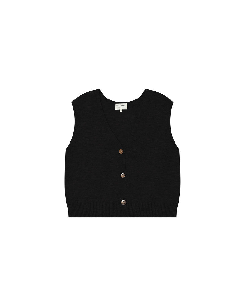 Grace & Mila Santa Sleeveless Cardigan - Chocolat