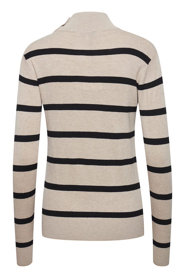 BYoung Pimba  Button Striped Jumper- Cement Mix