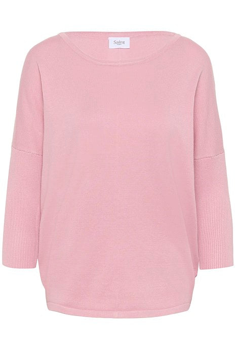 Saint Tropez Mila Round Neck Pullover- Pink Nectar