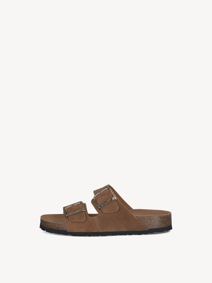 Tamaris Leather Mule Sandals- Cognac