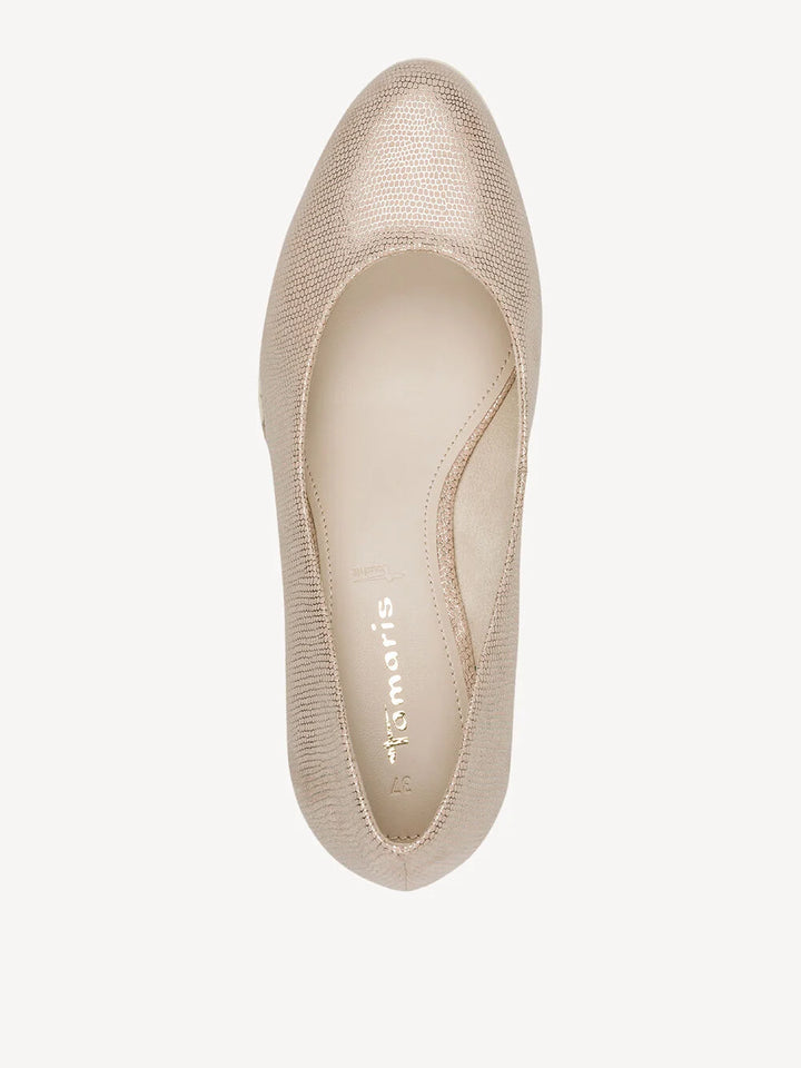 Tamaris Metallic Wedge Shoe- Gold