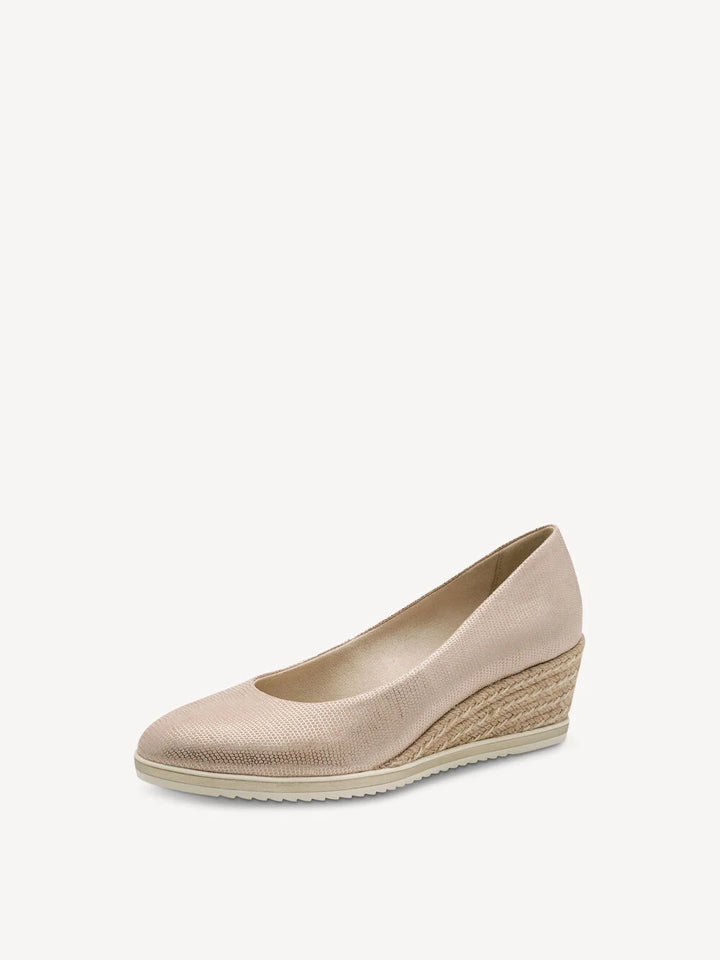 Tamaris Metallic Wedge Shoe- Gold