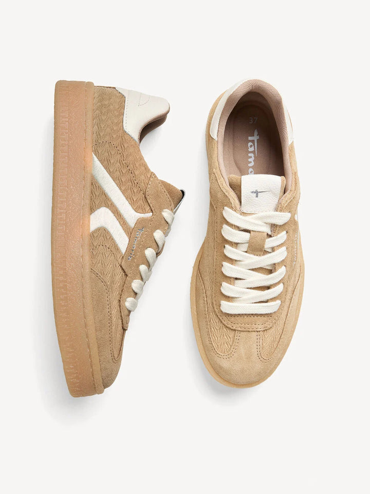 Tamaris Leather Trainers- Taupe