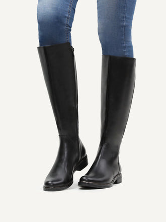 Caprice Knee High Flat boot XL Shaft- Black Combination