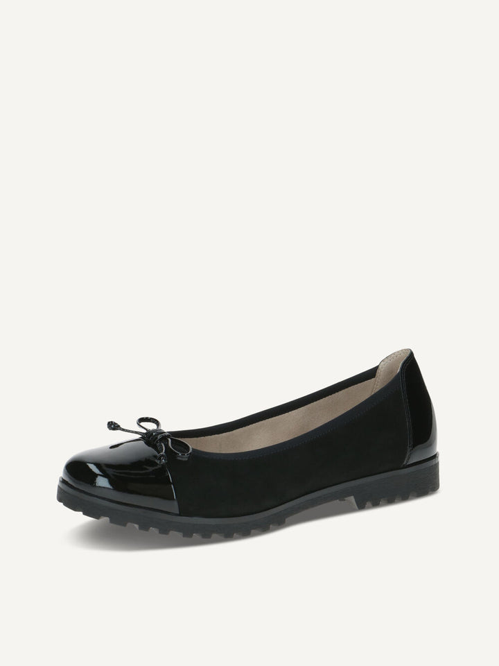 Caprice Ballerina Shoes- Black suede