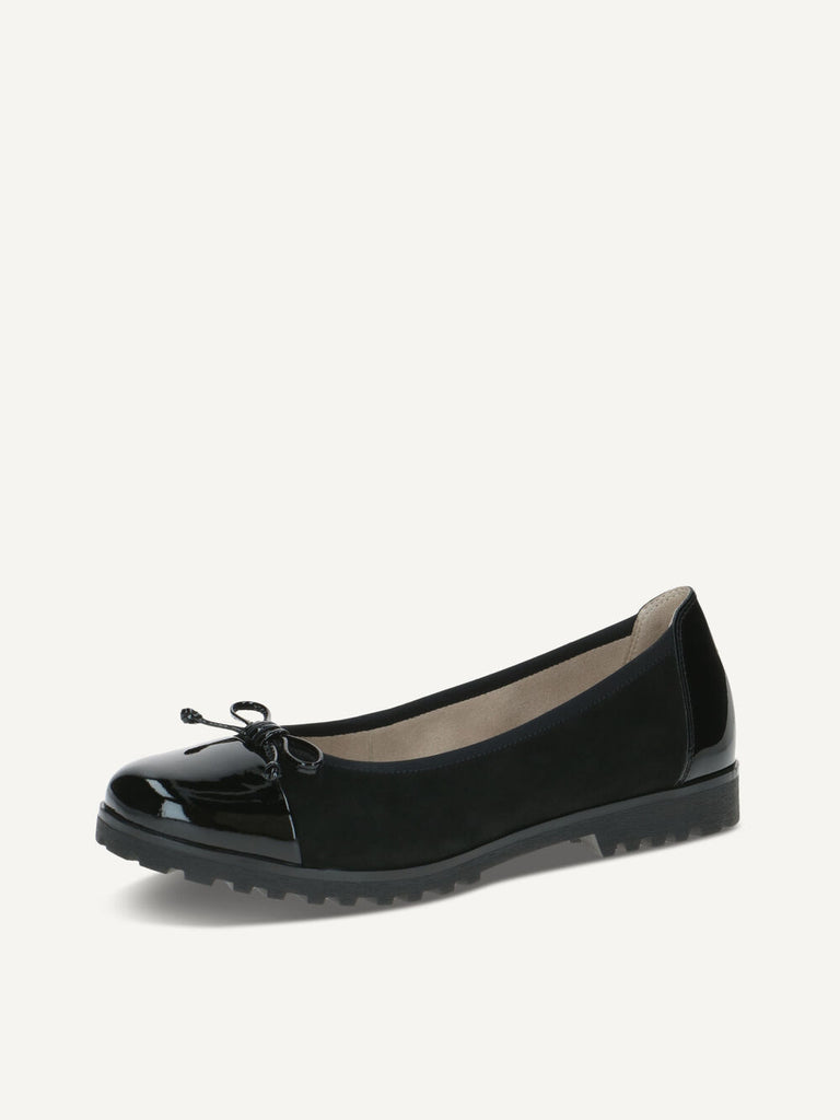 Caprice Ballerina Shoes- Black suede