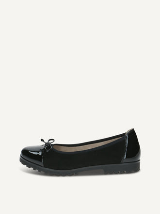 Caprice Ballerina Shoes- Black suede