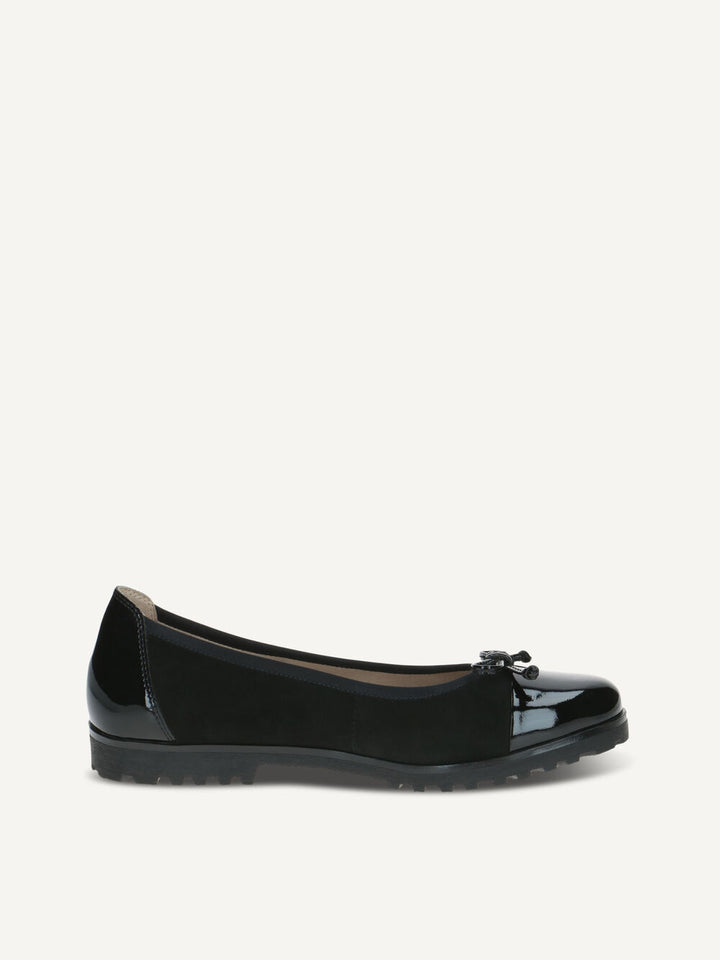 Caprice Ballerina Shoes- Black suede