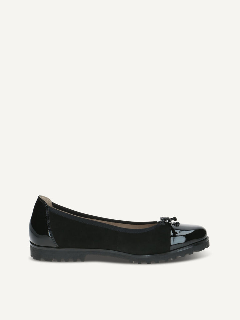 Caprice Ballerina Shoes- Black suede