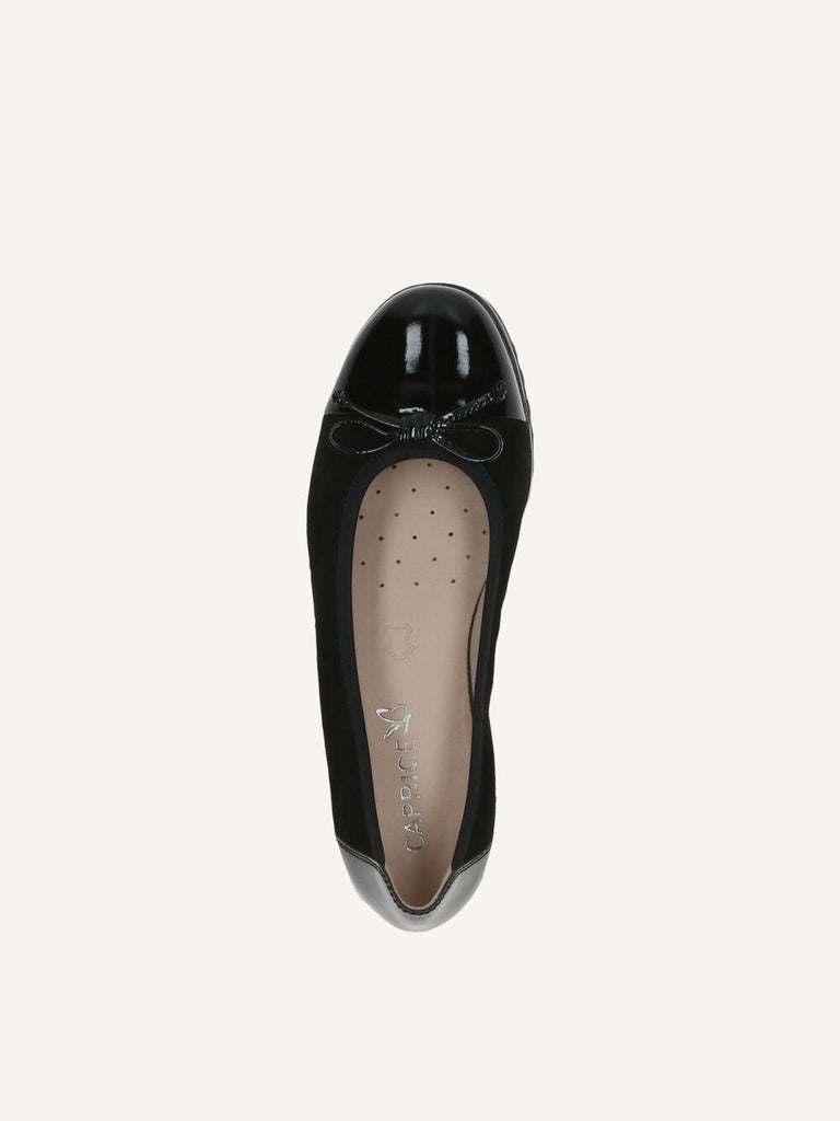 Caprice Ballerina Shoes- Black suede