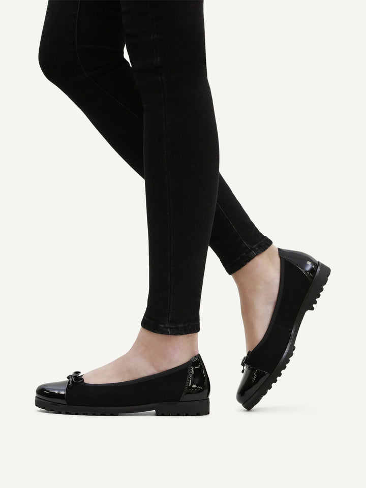 Caprice Ballerina Shoes- Black suede