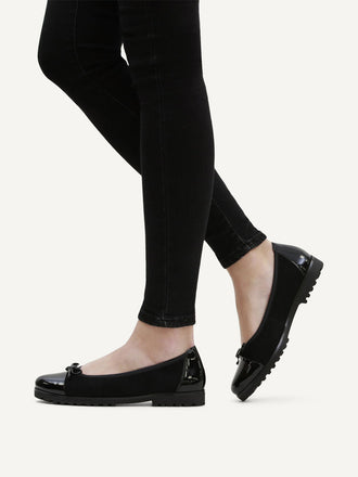 Caprice Ballerina Shoes- Black suede