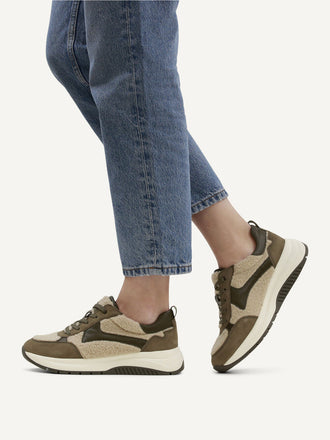 Caprice Comfort Trainer- Khaki/Fur