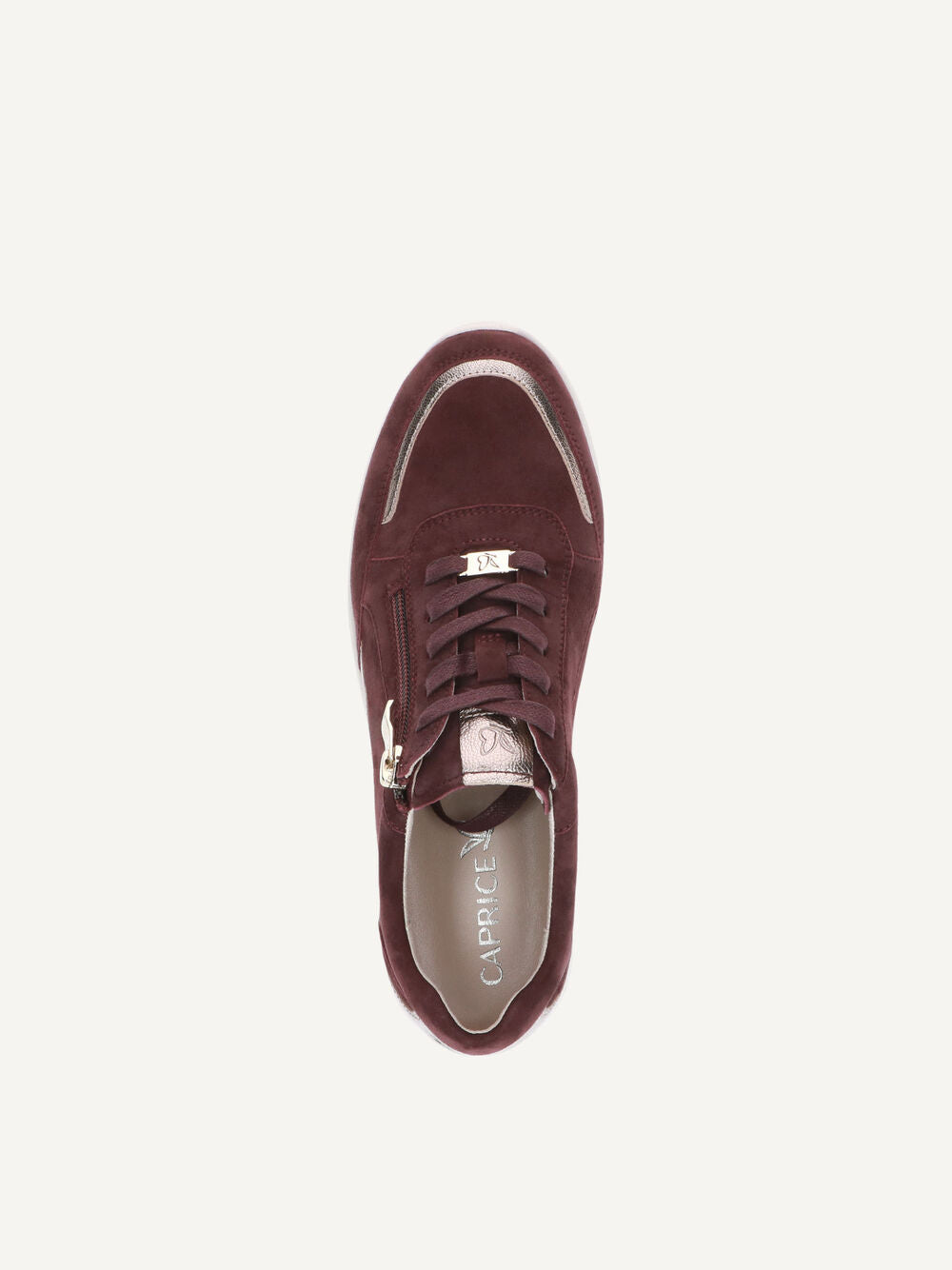 Caprice Everyday Leather Trainer- Burgundy/Gold