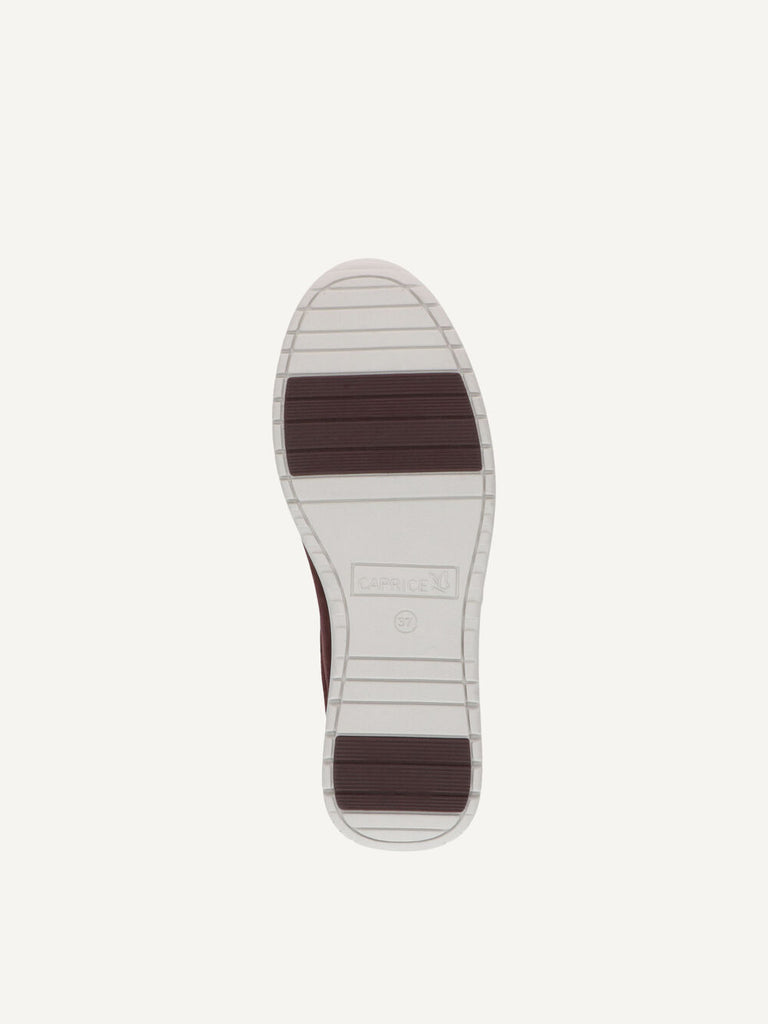 Caprice Everyday Leather Trainer- Burgundy/Gold