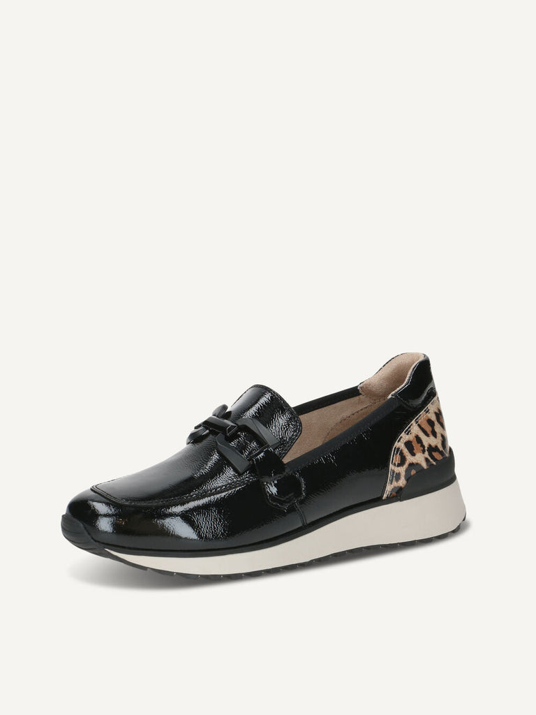 Caprice Wedge Loafers- Black Naplak