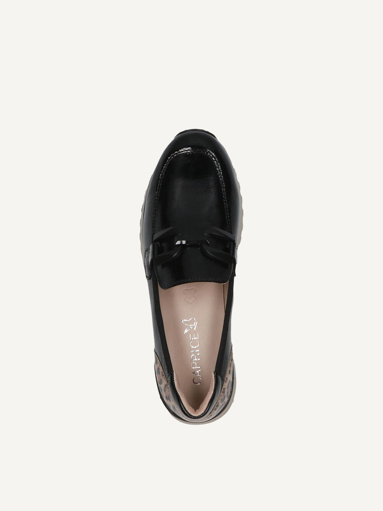 Caprice Wedge Loafers- Black Naplak