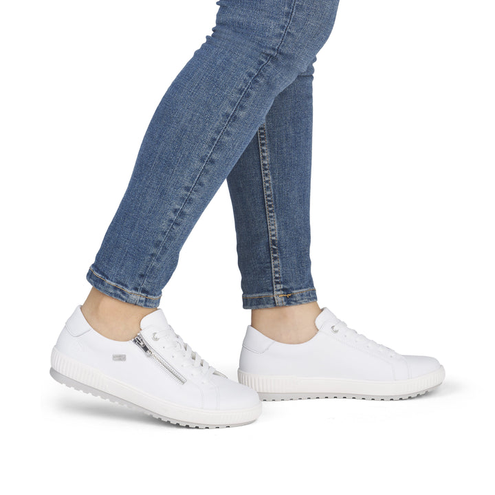 Remonte White Zip Trainers -D0700-80