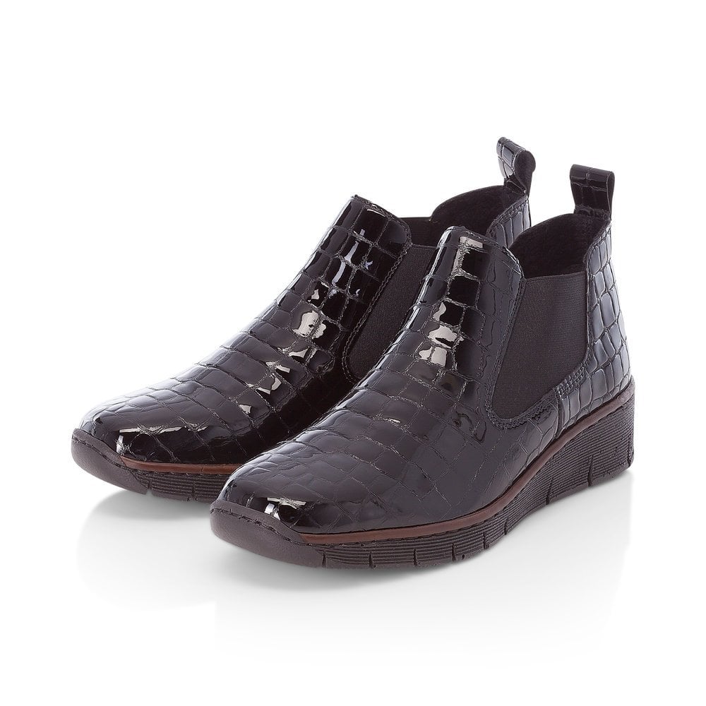 Rieker 53794-01 Elasticated Black Boots